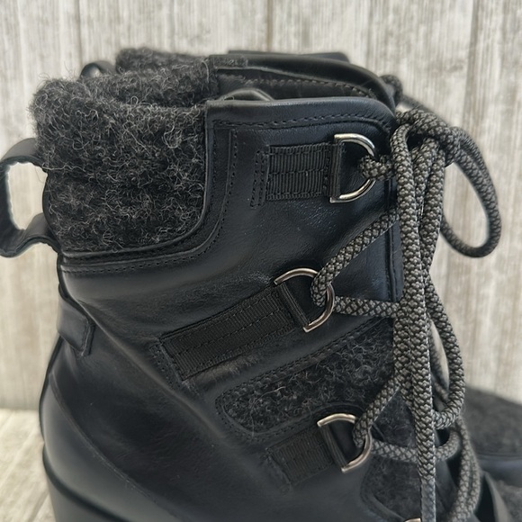 Napoleoni Grannie Black Leather Neoprene Lace-up Lolita Granny Booties - Picture 3 of 10